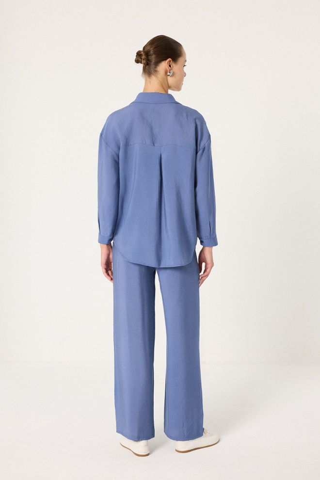 Touche Prive Blue Set Elegant Casual Palazzo Wide Leg Wholesale Clothing Lounge