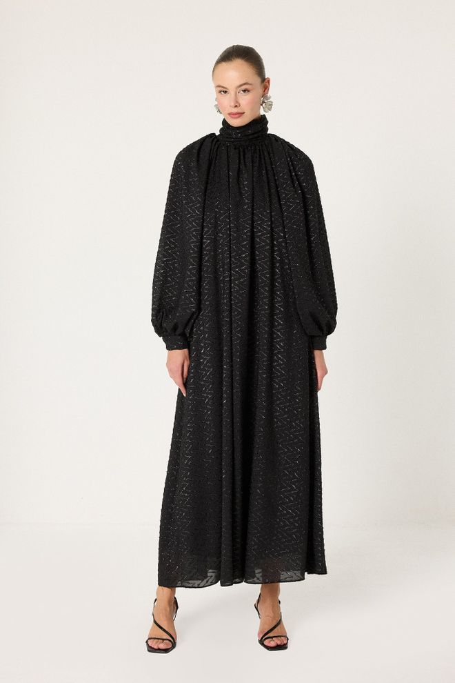 Touche Prive Elegant Black A Line Dress With Ballon Sleeves Wholesale Clothing Cocktail