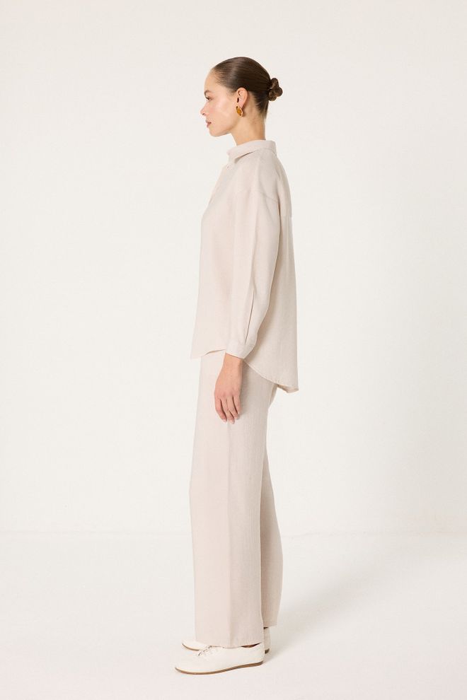 Touche Prive Beige Elegant Oversized Palazzo Set Wholesale Clothing Lounge