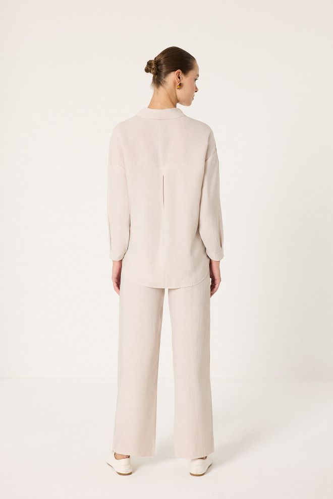 Touche Prive Beige Elegant Oversized Palazzo Set Wholesale Clothing Spring