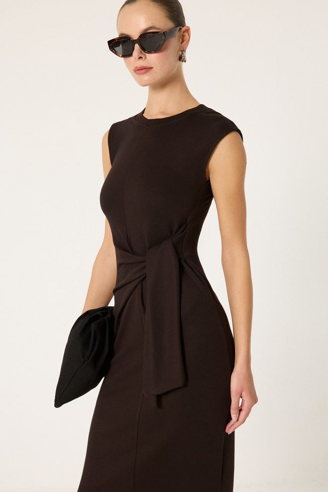 Touche Prive Elegant Brown Sheath Dress With Cap Sleeves Wholesale Clothing Formal