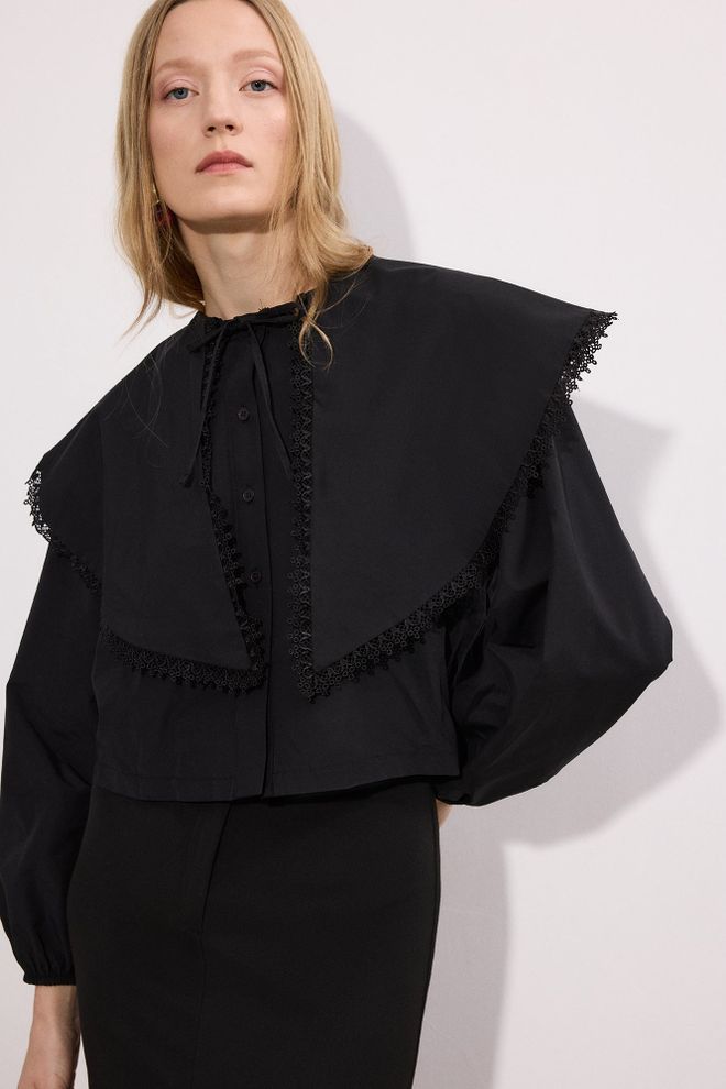 Touche Prive Chemise Noire Élégante Classique Vêtements en gros Décontracté