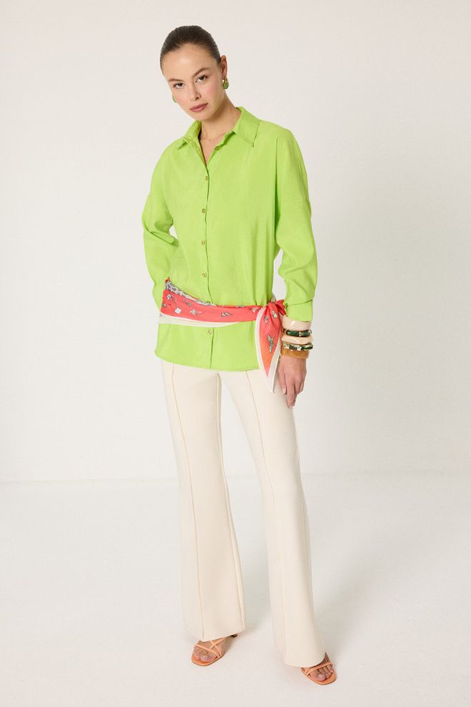 Touche Prive Green Casual Formal Elegant Preppy Shirt Wholesale Clothing Work