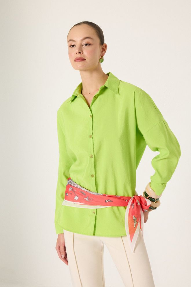 Touche Prive Green Casual Formal Elegant Preppy Shirt Wholesale Clothing Formal