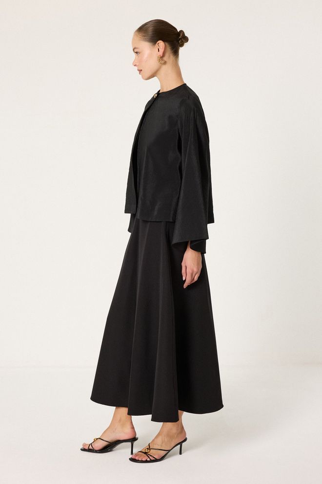 Touche Prive Sukňa Čierna Elegantná Rozšírená Midi Vysoký Pás Veľkoobchod s oblečením Formálny