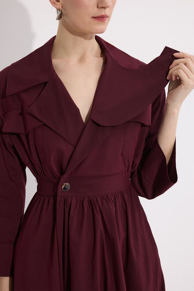 Touche Prive Bordo Rdeča Elegantna Ovitek Obleka Oblačila na debelo Skromno