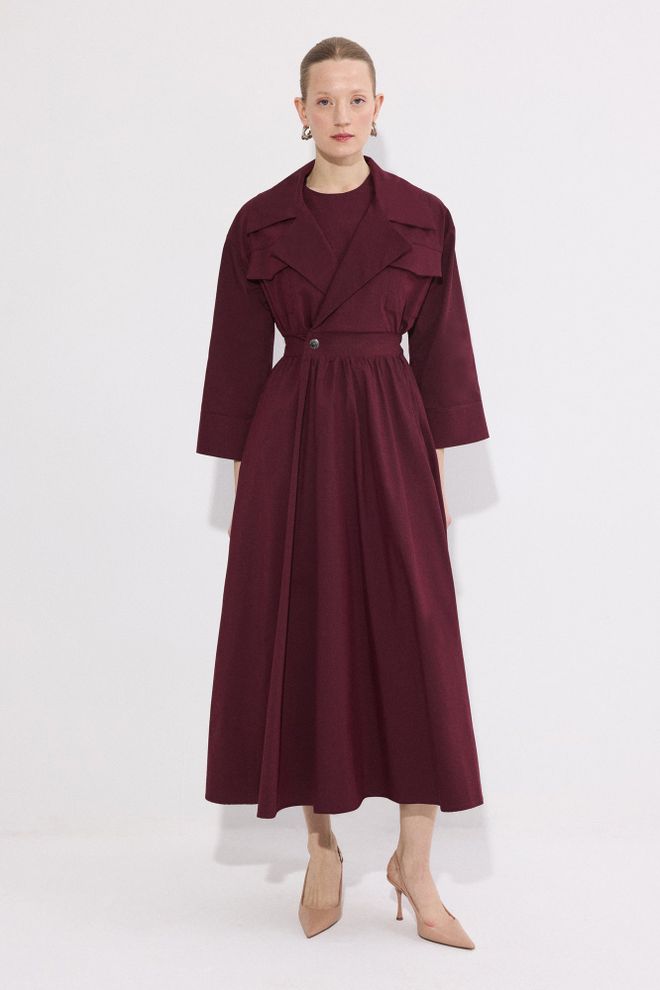 Touche Prive Bordo Rdeča Elegantna Ovitek Obleka Oblačila na debelo Delo