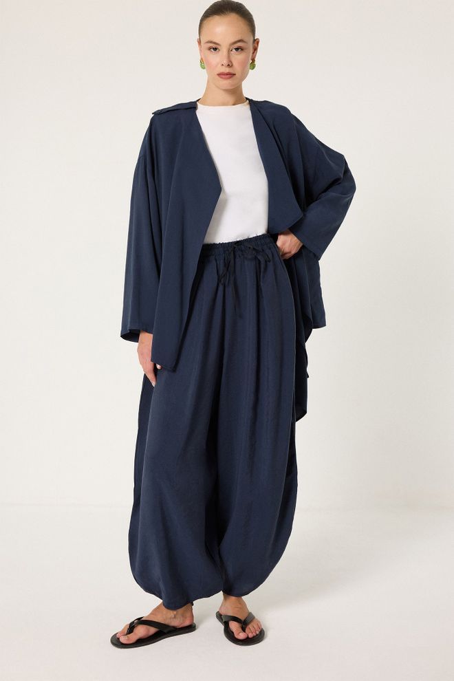 Touche Prive Granatowe Casual Boho Spodnie Harem Hurtowa sprzedaż odzieży Skromny