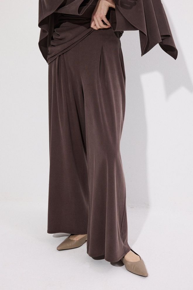 Touche Prive Komplet Brązowy Elegancki Skromny Szeroka Noga Palazzo Hurtowa sprzedaż odzieży Skromny