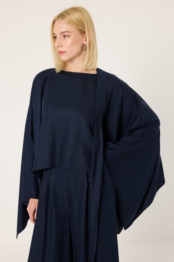 Touche Prive Елегантан Комплет Морнарско Плаве Боје Са Палацо Панталонама Велепродаја одеће Неформалан