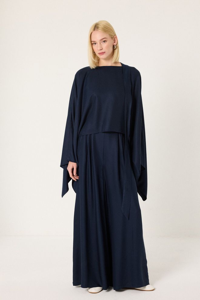 Touche Prive Елегантан Комплет Морнарско Плаве Боје Са Палацо Панталонама Велепродаја одеће Пролеће