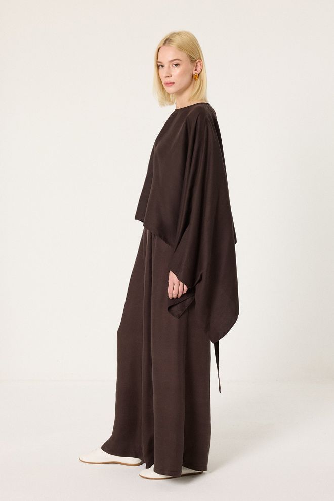 Touche Prive Kahverengi Tesettür Gündelik Zarif Set Toptan Giyim Tesettür