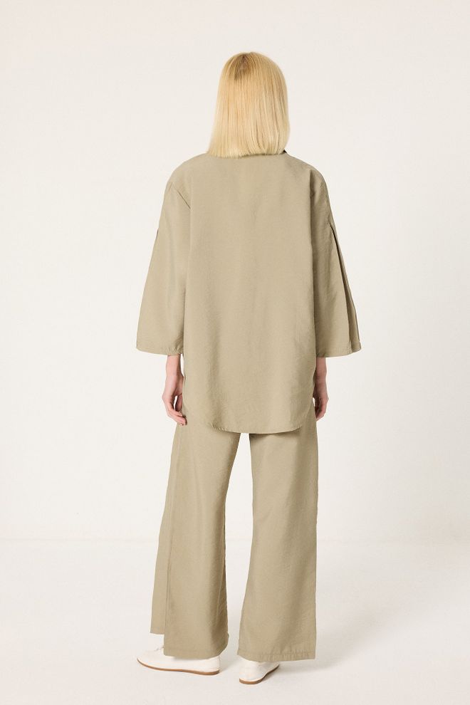 Touche Prive Conjunto Casual Elegante Cáqui Roupas por atacado Modesto