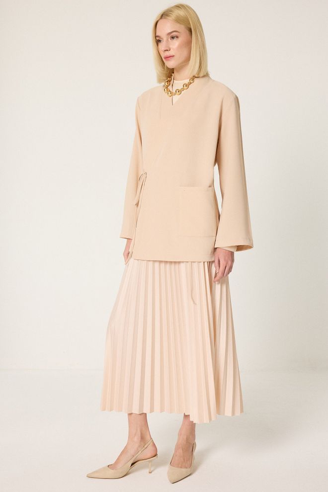 Touche Prive Kimono Beige Modesto Elegante Formale Vintage Casual Retrò Abbigliamento all'ingrosso Modesto