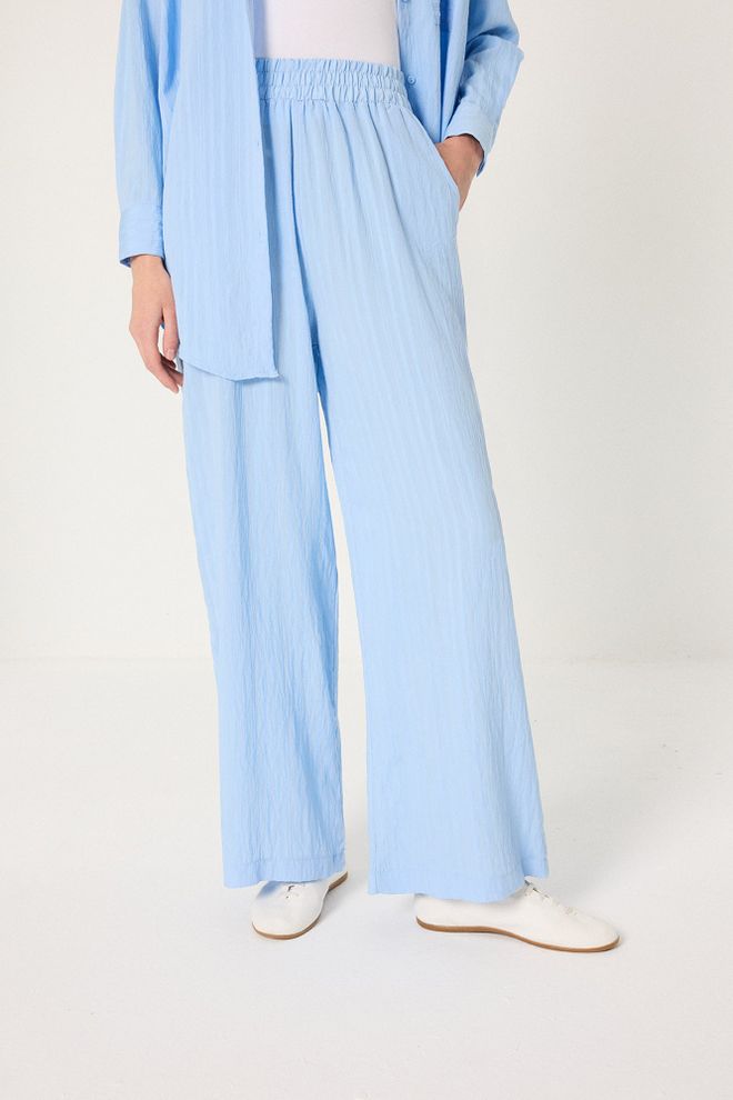 Touche Prive Blue Casual Palazzo Set With Oversized Fit Wholesale Clothing Spring