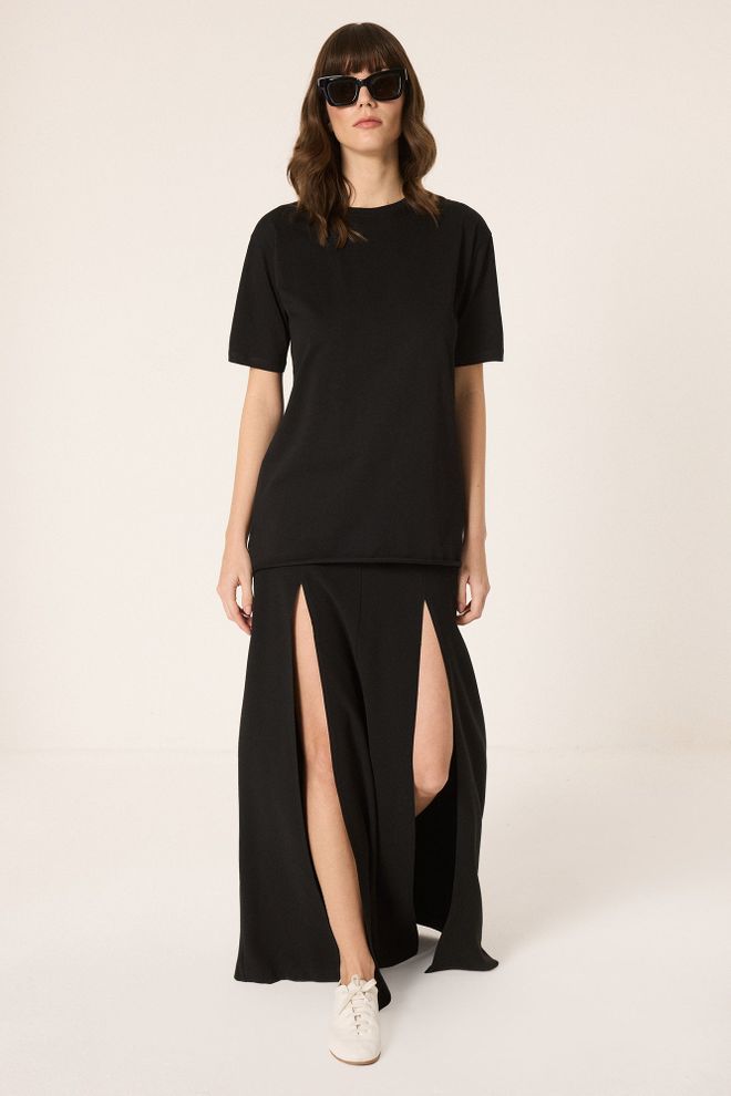 Touche Prive Schwarz Lässiges Streetwear Hemd Großhandelskleidung Lässig