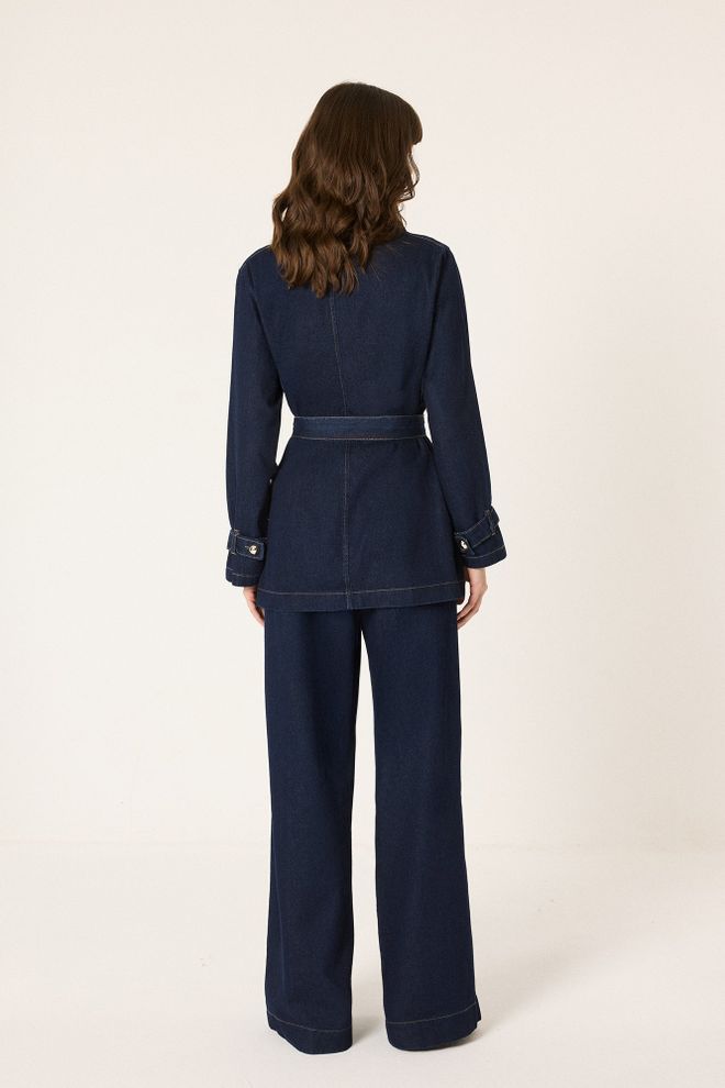 Touche Prive Conjunto Azul Marino Bermudas Casuales Y Elegantes Y Falda Mini Asimétrica Ropa al por mayor Casual