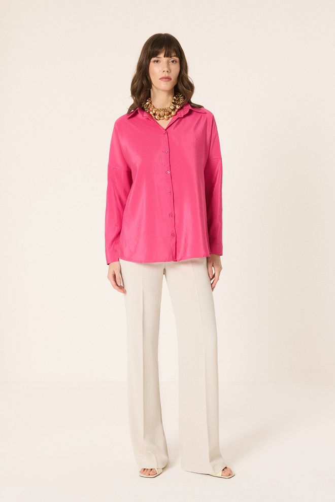 Touche Prive Fuchsia Formal Shirt With Polo Neck Wholesale Clothing Spring