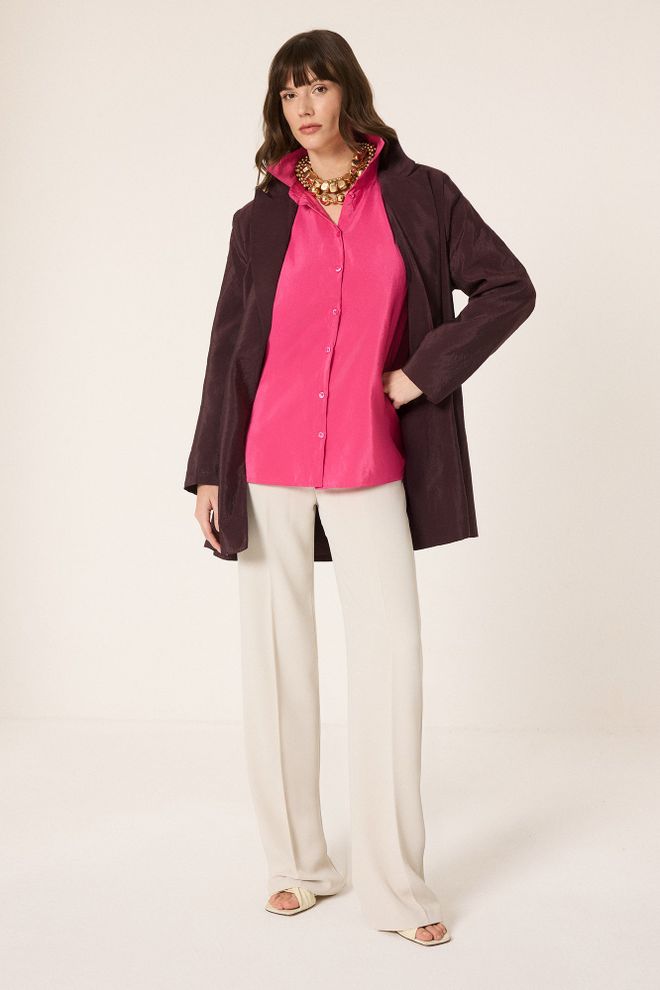 Touche Prive Fuchsie Formal Hemd Mit Polokragen Großhandelskleidung Formal