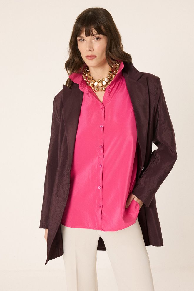 Touche Prive Fuchsia Formal Shirt With Polo Neck Wholesale Clothing 1