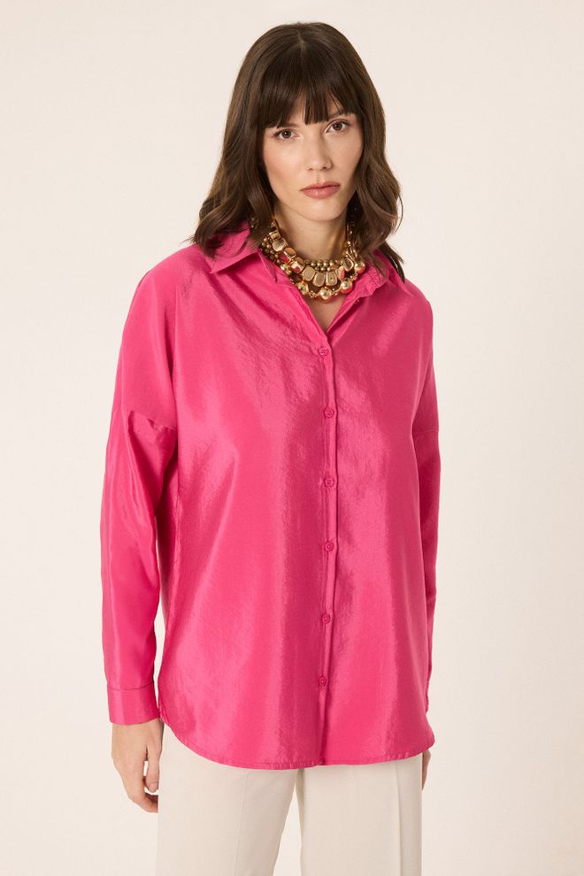 Touche Prive Fuchsia Formal Shirt With Polo Neck Wholesale Clothing Work