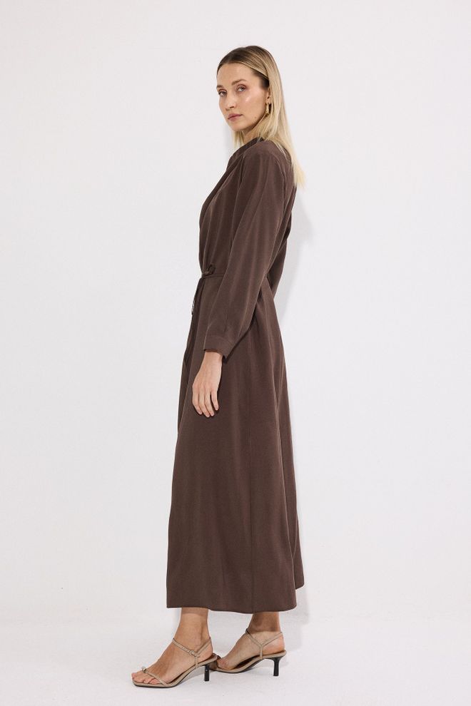 Touche Prive Elegant Brown Modest Floor Length Shift Dress Wholesale Clothing Modest