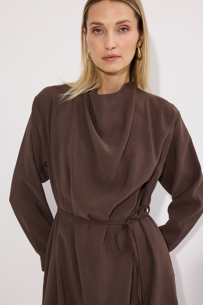 Touche Prive Elegant Brown Modest Floor Length Shift Dress Wholesale Clothing 1