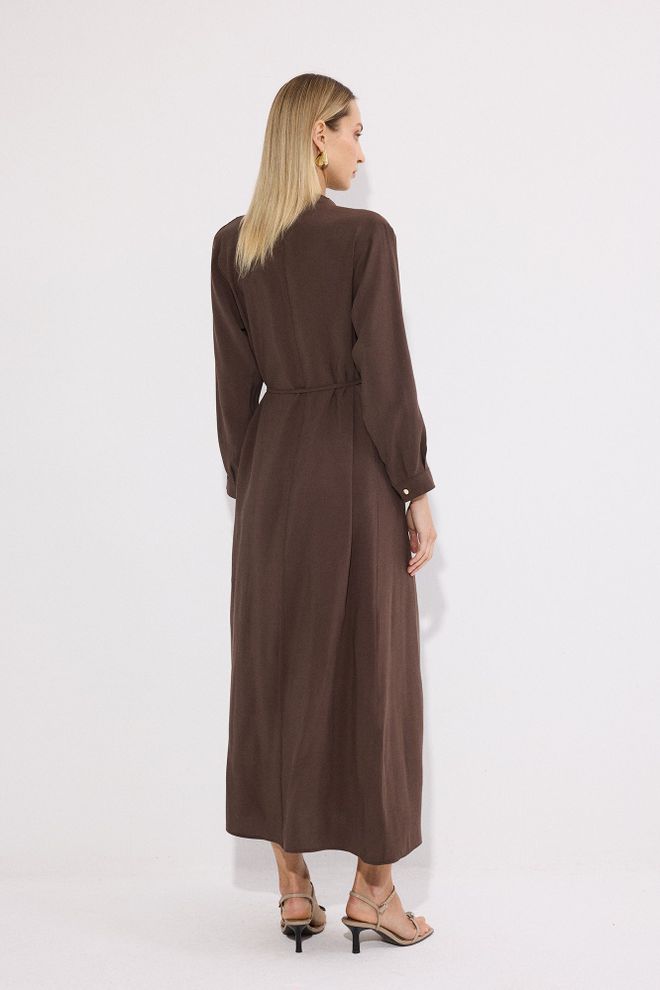 Touche Prive Elegant Brown Modest Floor Length Shift Dress Wholesale Clothing Formal