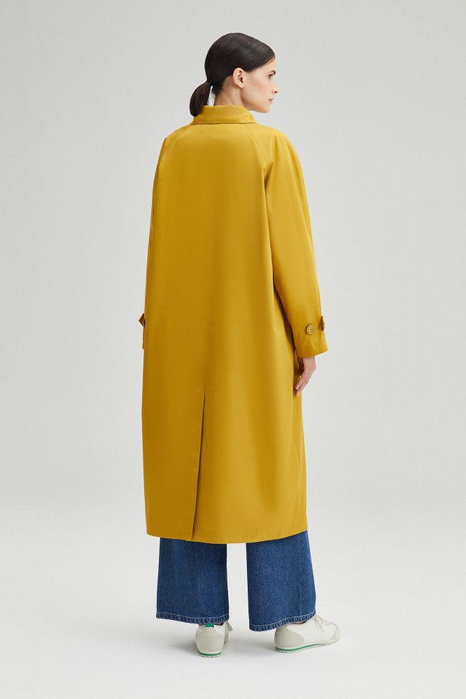 Touche Prive Жълт Елегантен Едноредов Тренчкот Дрехи на едро Винтидж