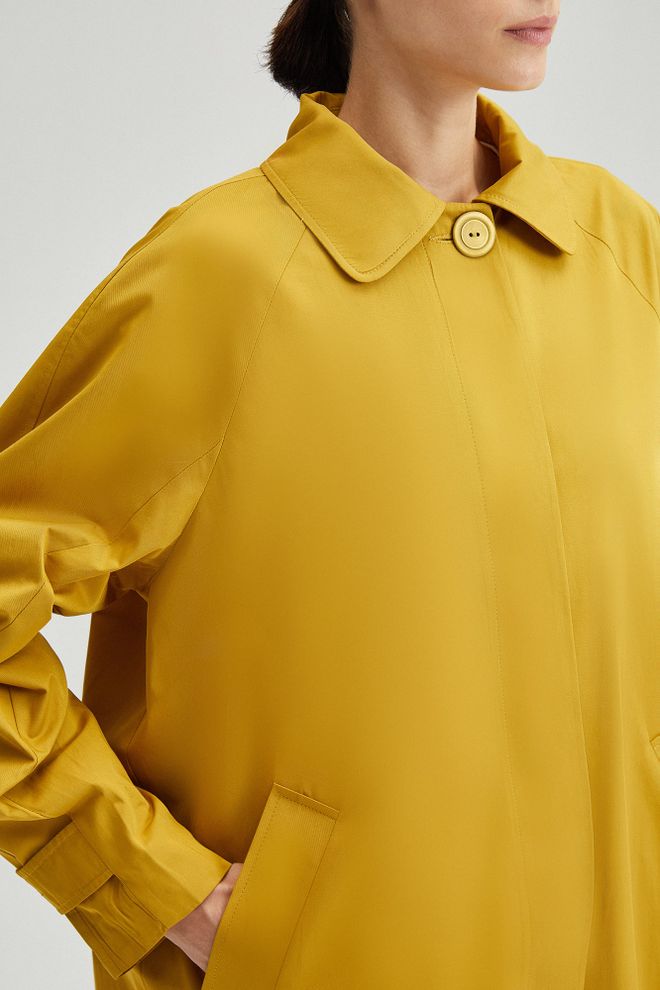 Touche Prive Жълт Елегантен Едноредов Тренчкот Дрехи на едро Работа