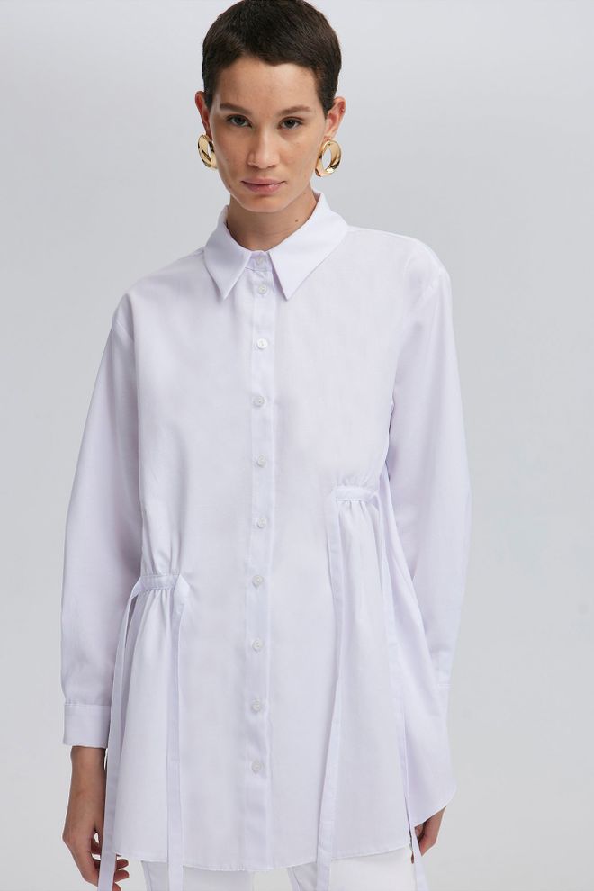 Touche Prive Camicia Casual Elegante Bianca Con Collo Dentellato Abbigliamento all'ingrosso Modesto