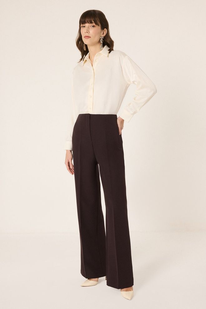 Touche Prive Παντελόνι Palazzo Μαύρο Φαρδιά Πόδι Ψηλή Μέση Χονδρικό εμπόριο ενδυμάτων Casual