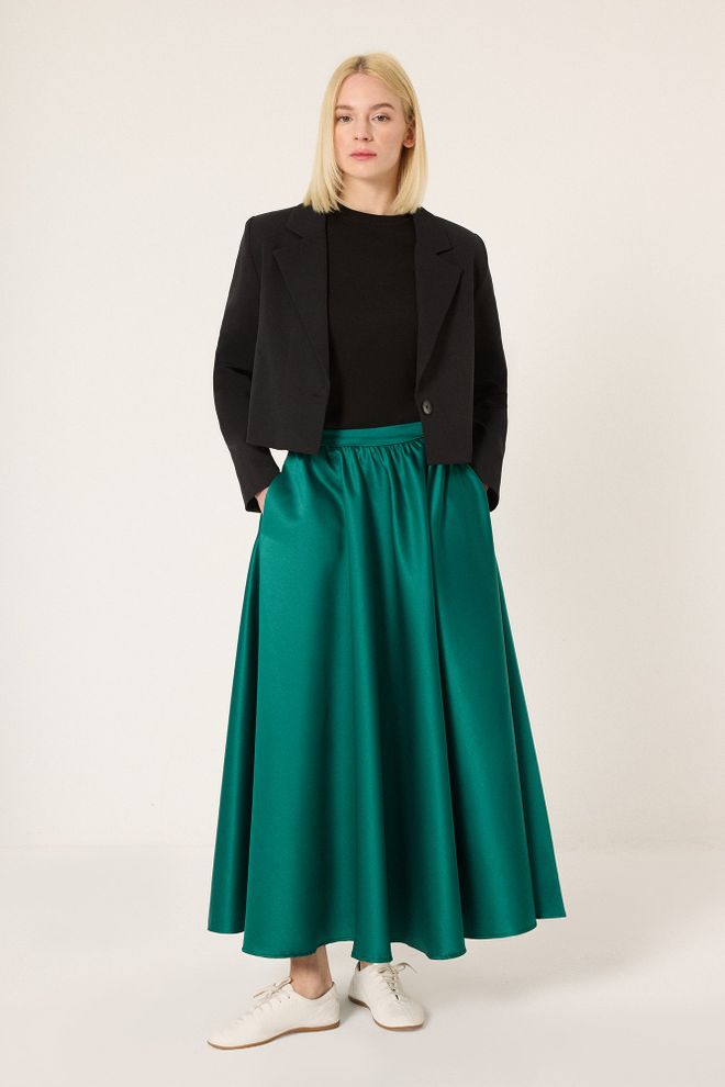 Touche Prive Gonna Verde Elegante Casual Svasata Maxi Abbigliamento all'ingrosso Casuale