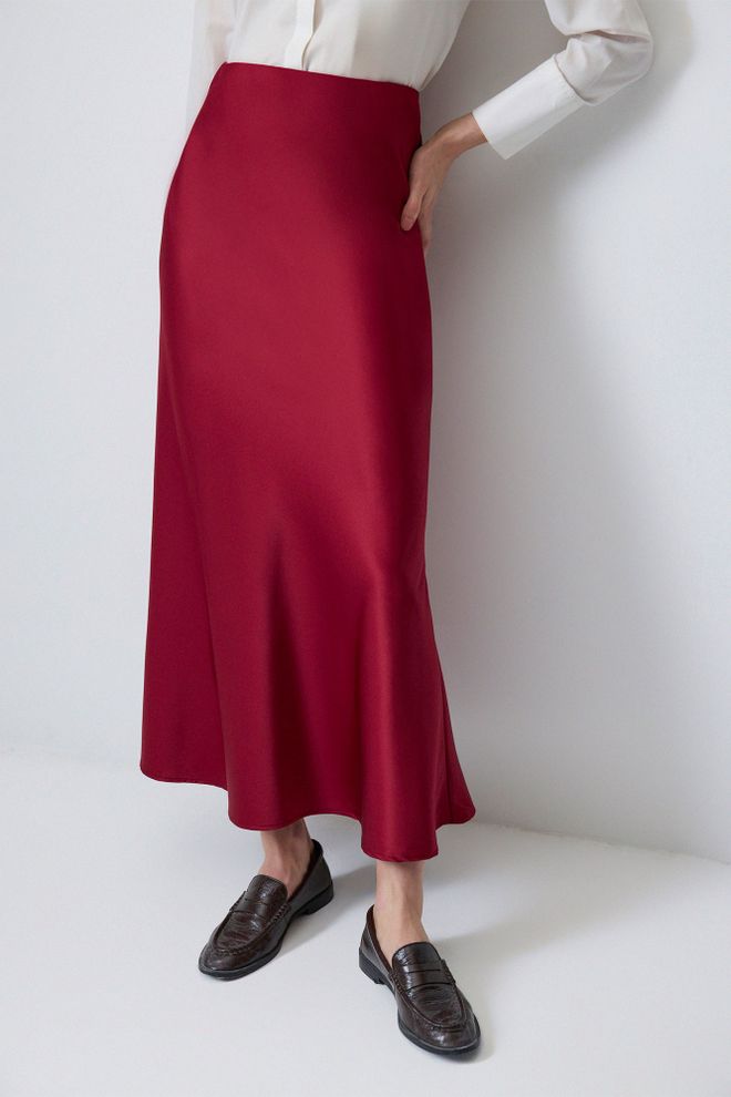 Touche Prive Gonna Rossa Elegante Maxi Vita Alta Sottoveste Abbigliamento all'ingrosso Annata