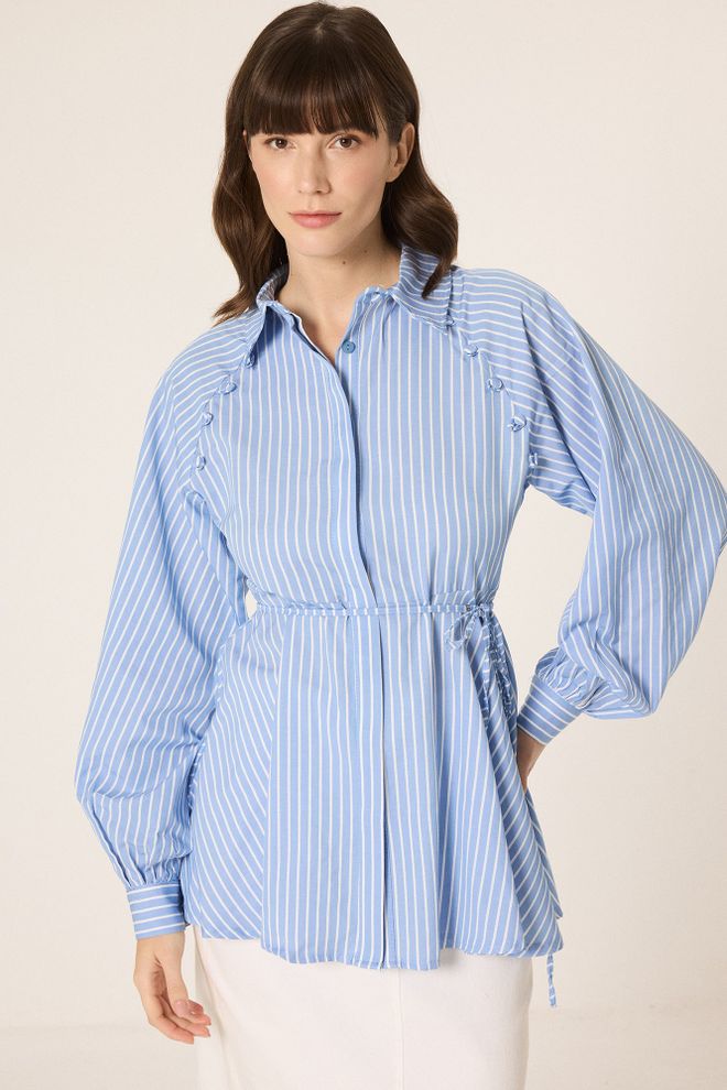 Touche Prive Camicia Blu A Righe Casual Elegante Formale Abbigliamento all'ingrosso Casuale