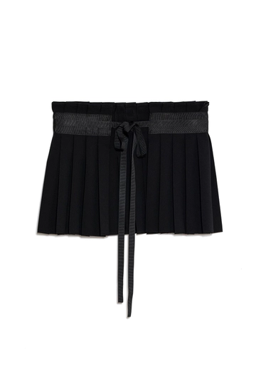 A wholesale clothing model wears  Pleated Waist Accessory - Black
, Turkish wholesale Belt of Touche Prive