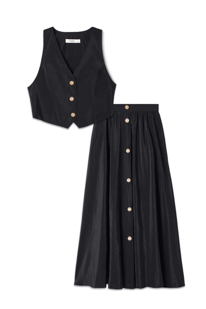 Ilia Set De Falda Tipo Chaleco Cupra Negro Ropa al por mayor Formal