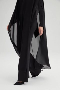 A wholesale clothing model wears TOU11064 - Sleeveless Shiffon Tunic With Neckband - Black, Turkish wholesale Tunic of Touche Prive