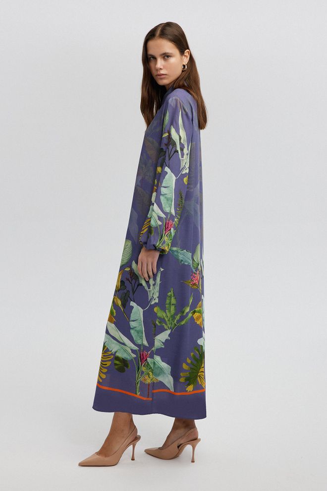 Ilia Vestido De Camisa Estampado Azul Marinho Roupas por atacado Verão