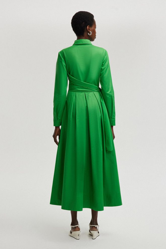 Ilia Tie Detailed Shirt Dress Green Wholesale Clothing Spring