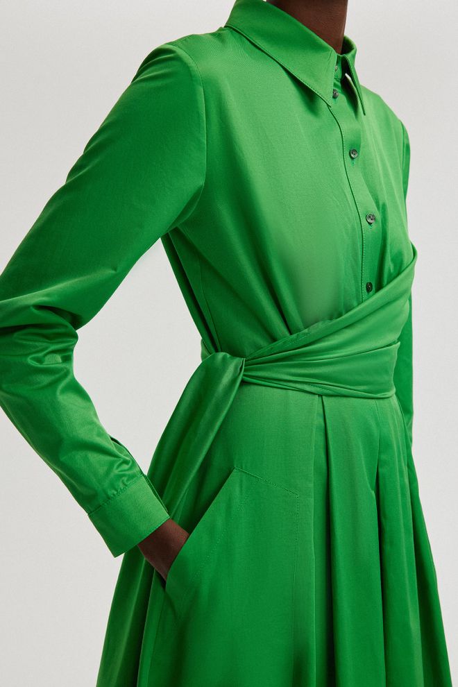 Ilia Tie Detailed Shirt Dress Green Wholesale Clothing Formal