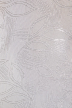 Una modella di abbigliamento all'ingrosso indossa tou13096-jacquard-shirt-with-cuff-tie-detail-ecru, vendita all'ingrosso turca di Camicia di Touche Prive