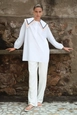 Ein Bekleidungsmodell aus dem Großhandel trägt 45879-collar-poplin-tunic, türkischer Großhandel  von 
