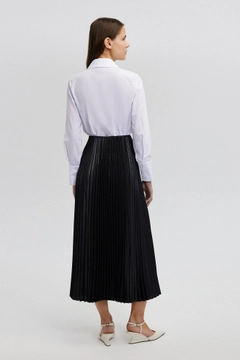 Veleprodajni model oblačil nosi tou12834-pleated-skirt-black, turška veleprodaja Krilo od Touche Prive