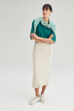 Un model de îmbrăcăminte angro poartă TOU11437 - Elastic Waisted Jersey Skirt - Cream, turcesc angro Fusta de Touche Prive