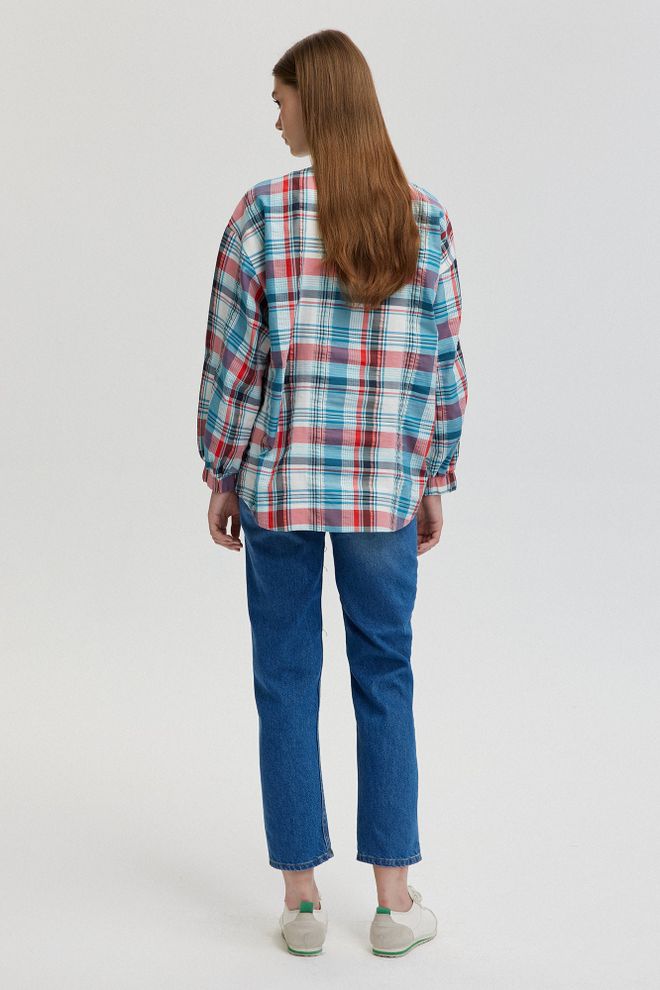 Touche Prive Bomberjacke Mit Karomuster Blau Großhandelskleidung Polyester