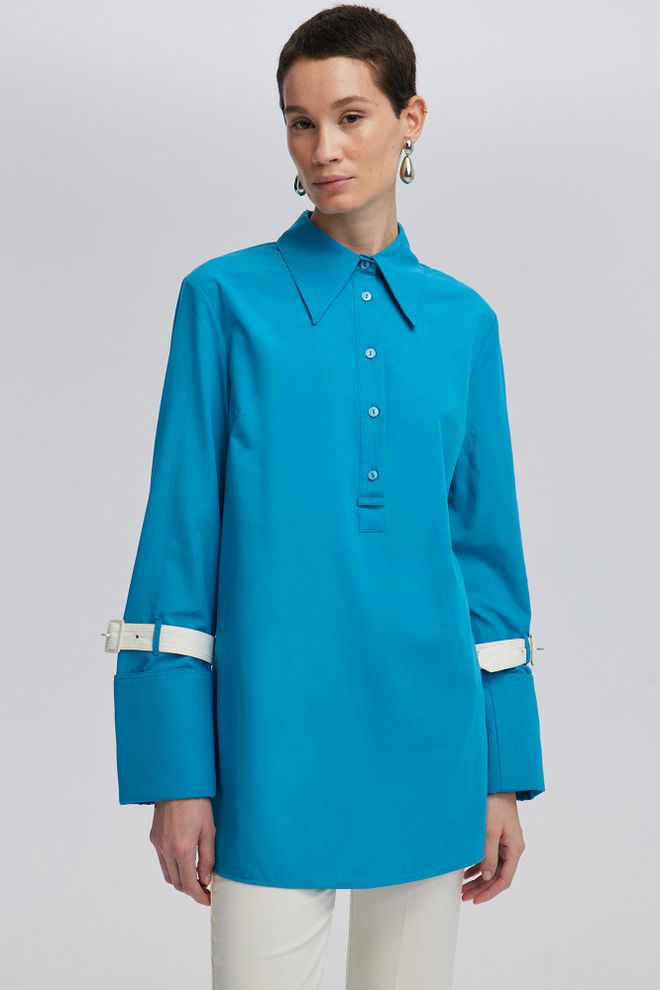 Ilia Buckle Detailed Wide Cuff Shirt Oil Wholesale Clothing Spring