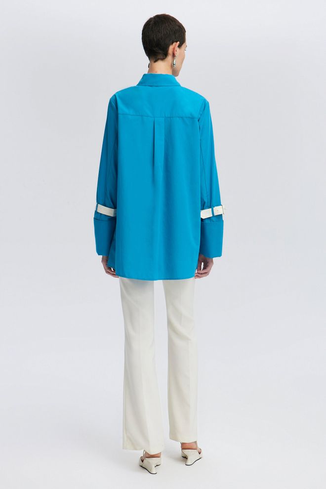 Ilia Buckle Detailed Wide Cuff Shirt Oil Wholesale Clothing Polyester