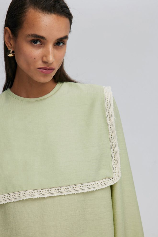 Ilia Aller Detailed Tunic Green Wholesale Clothing Summer