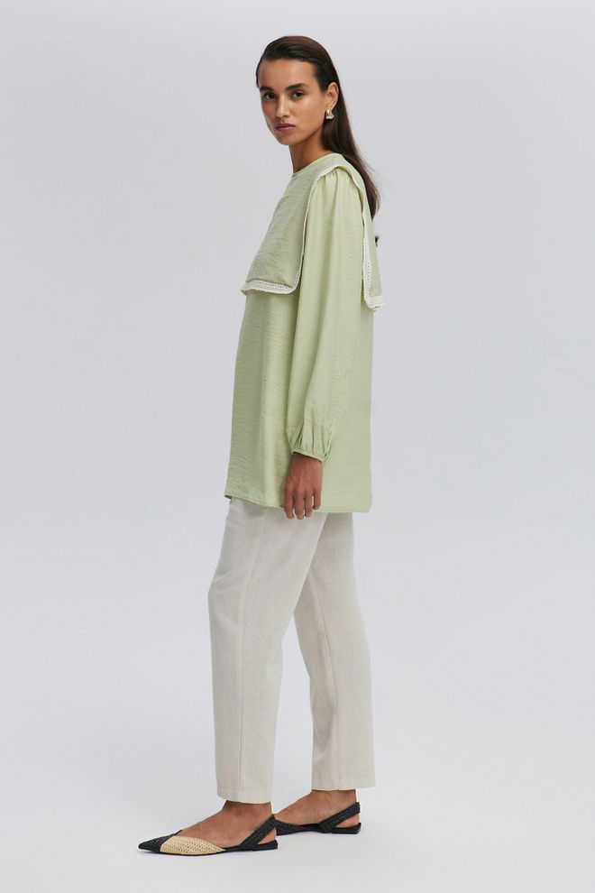 Ilia Aller Detailed Tunic Green Wholesale Clothing Birthday